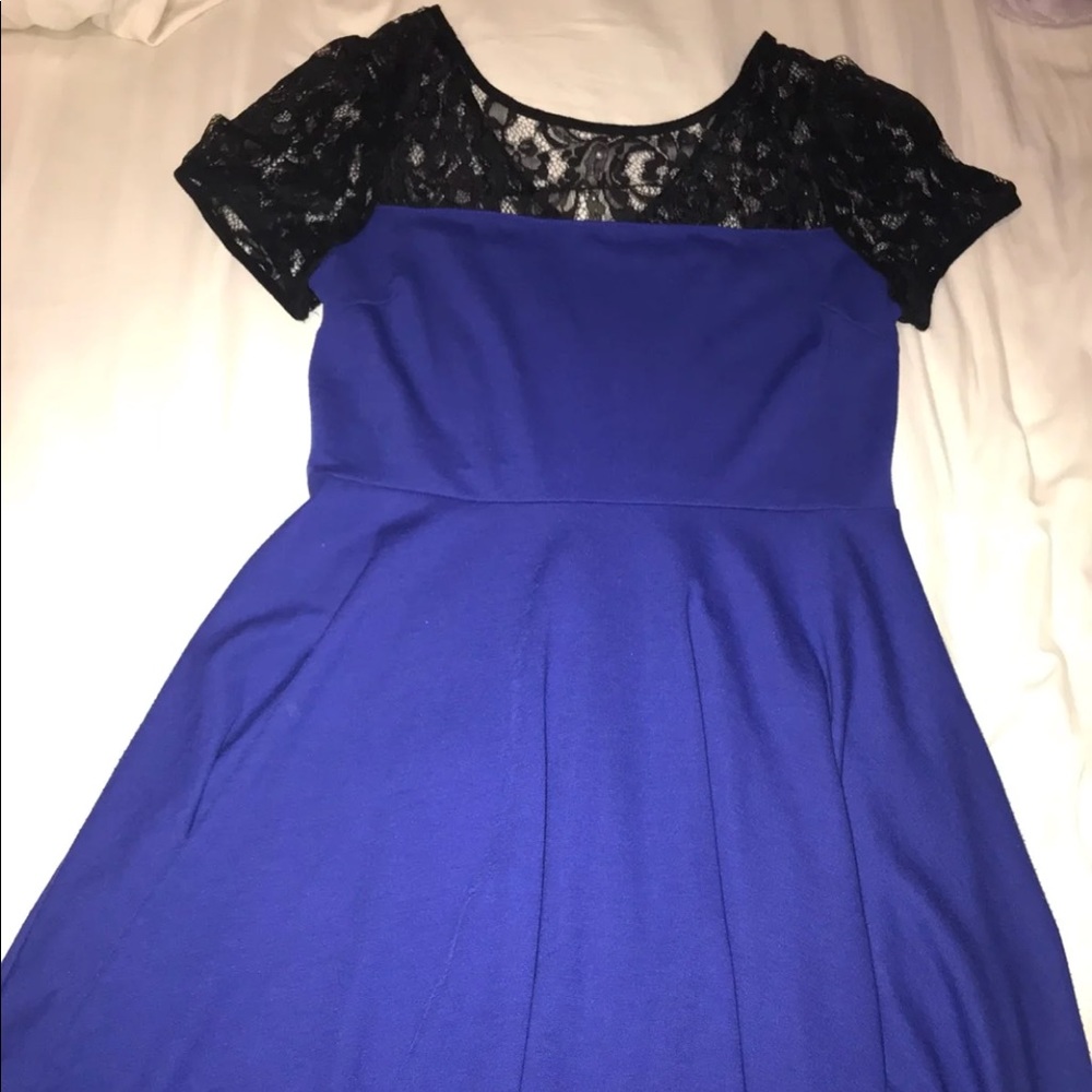 Indigo and black lace Flowy dress